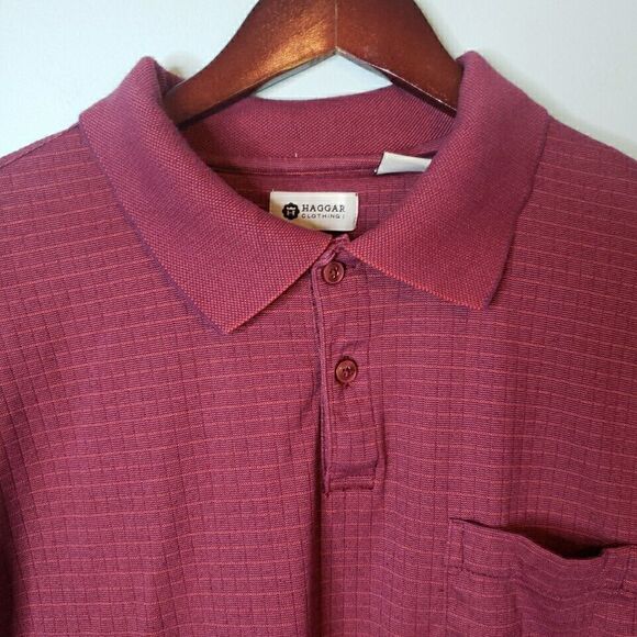 Haggar Mens Polo Shirt Front Pocket Short Sleeve Collared Golf Textured Size XL - Picture 3 of 16